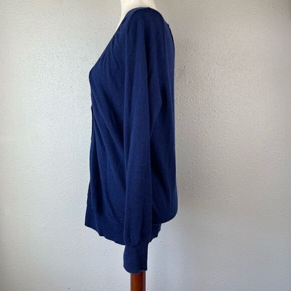 LOFT Blue Wool Blend Cardigan Sweater Size L EUC - Picture 3 of 6